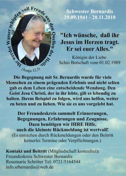 Sr. Bernardis und der Freundeskreis